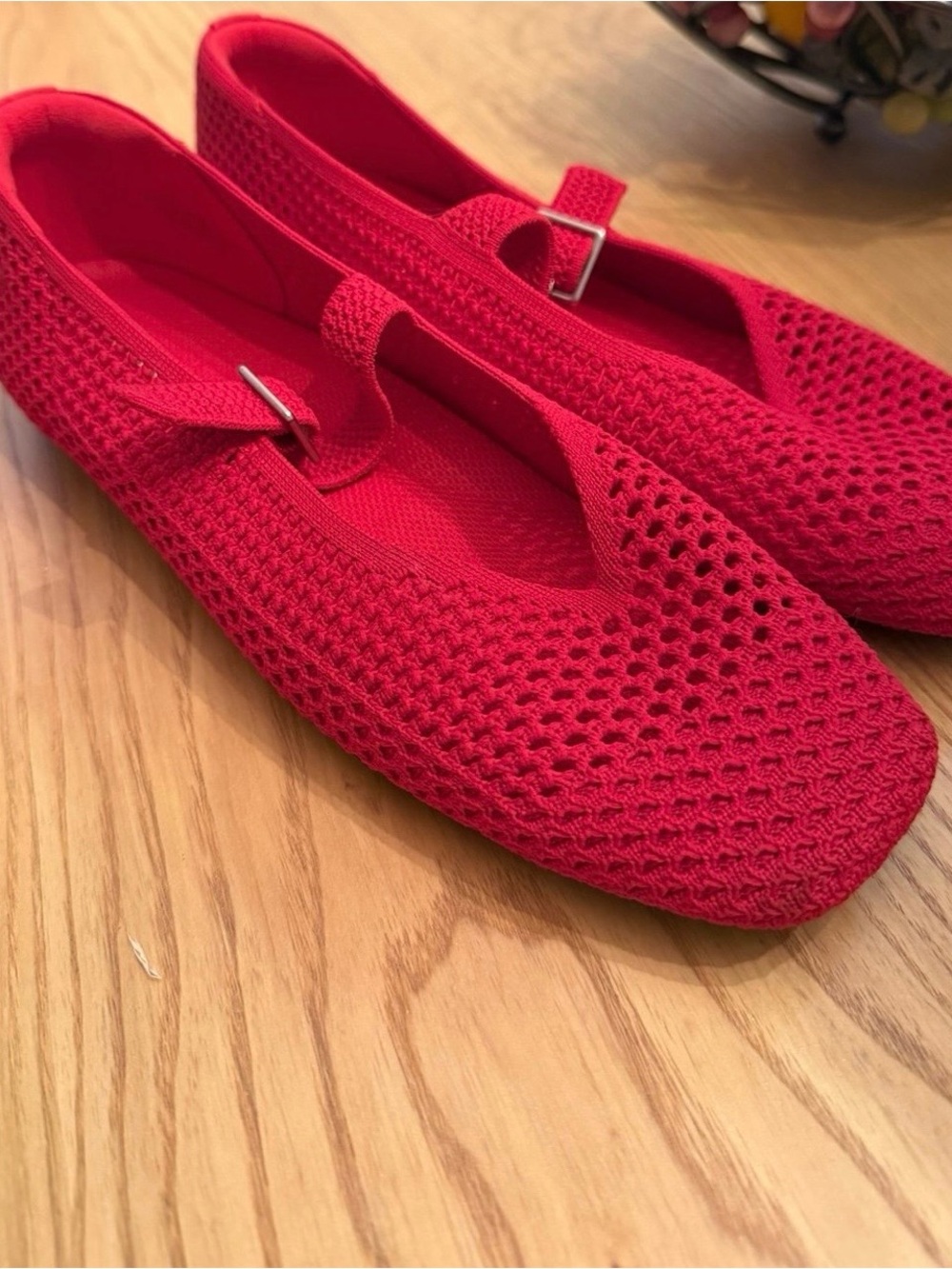 Vivaia Red Knit Mary Jane Flats - Lightweight Comfort